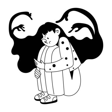 stresli kız vektör çizimi tasarımı