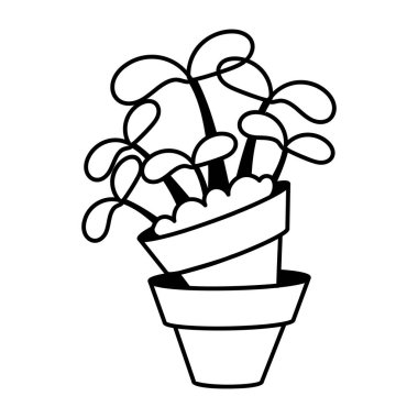 bitki saksısı ikon vektör çizimi tasarımı
