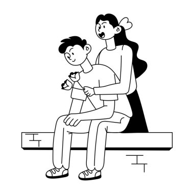 Genç aşıklar çift vektör illüstrasyon tasarımı