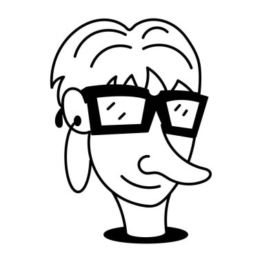 vektör, gözlüklü bir adamın çizgi film karakteri