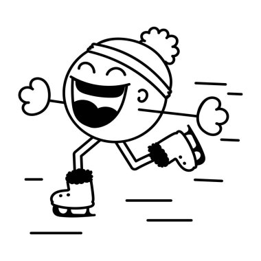 Paten kayarken mutlu ol. karalama çizgi film stili illüstrasyonu.