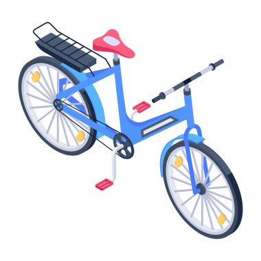 Bisiklet izometrik kompozisyonda. vektör illüstrasyonu