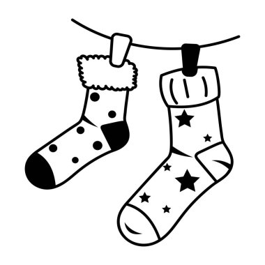 Noel simge vektör çizim çorap