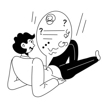 genç adamla konuşma balonu.