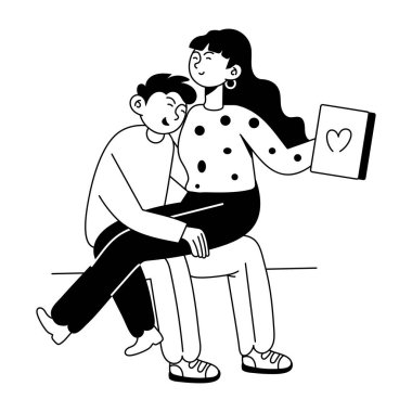 Mutlu çift simgesi vektör illüstrasyonu