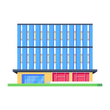 ofis binası simgesi, düz stil