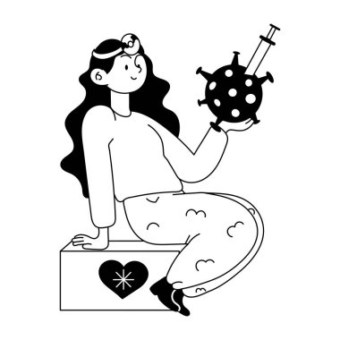 Bilim ve test tüpleri vektör tasarımlı kız