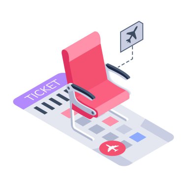 uçak bileti izometrik ikon vektör çizimi