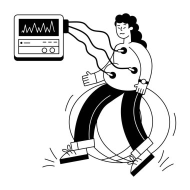 Kulaklıklı genç adam ve akıllı telefon vektör çizimi tasarımı