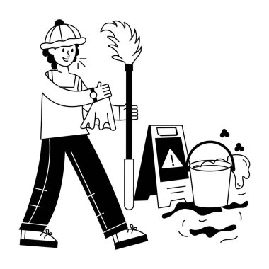 Temizlik hizmeti konsepti çizgi film vektör çizim grafik tasarımı