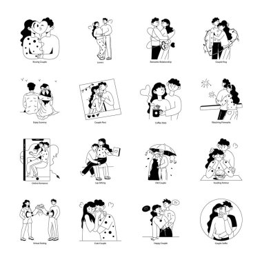 İnsanların, çiftlerin ve aşkın vektör çizimleri