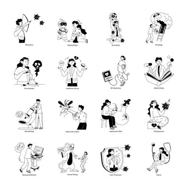 Çeşitli karakter ve simgelerin vektör kümesi