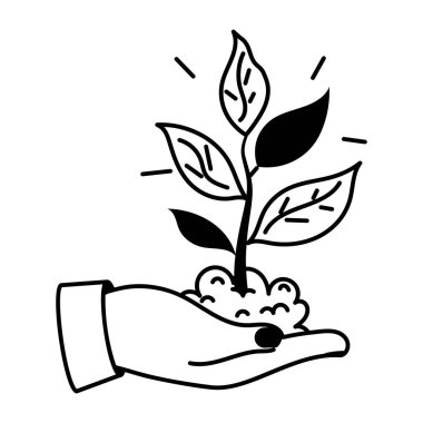 Yapraklı el ekoloji simgesi, satır biçimi