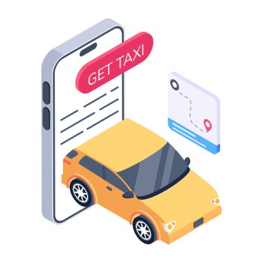 araba taksi konsepti, vektör illüstrasyonu