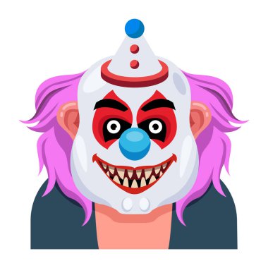 Cadılar Bayramı palyaçosu suratlı karikatür simgesi 