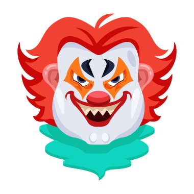 Kızgın palyaço suratı. çizgi film vektör illüstrasyonu