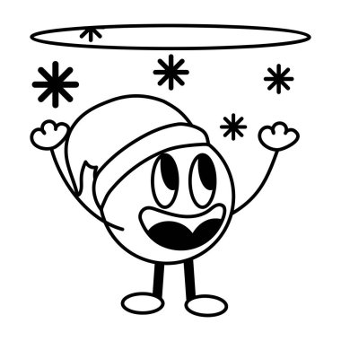 Şapkası ve atkısı olan mutlu bir adamın şirin çizgi filmi..