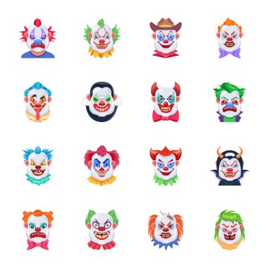 Palyaço simgelerinin vektör çizimi