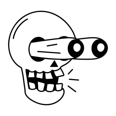 bir insan kafatasının çizgi simgesi