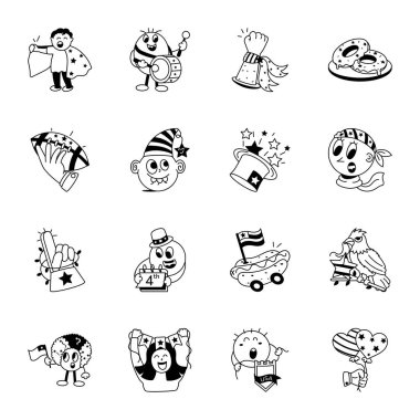 Mutlu yeni yıl seti simgeleri demeti