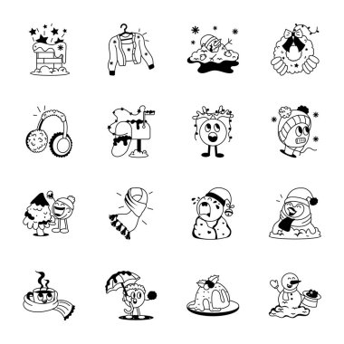 Çizgi film karalamaları, Noel karakterleri..