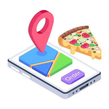 Pizza sipariş simgesi vektör illüstrasyonu