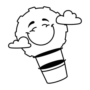 Komik güneş karalama karakteri çizimi