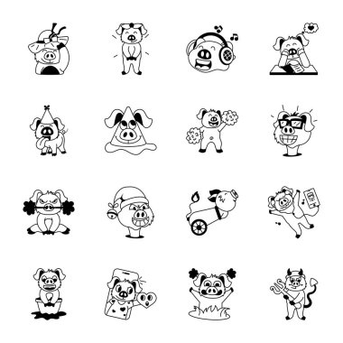 Şirin çizgi karalama vektör çizimi