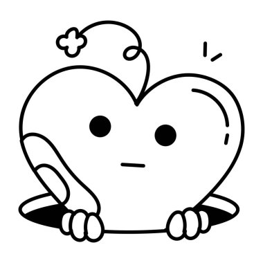 beyaz arka planda mutlu kalp çizgi filmi