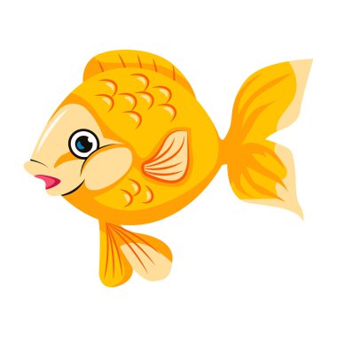 Karikatür balık karakteri, beyaz arkaplanda vektör çizimi 