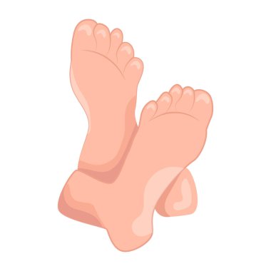 Karikatür insan ayakları, beyaz arkaplanda renkli vektör çizimi 