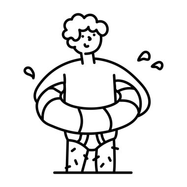 Şişirilebilir halka vektör tasarımı olan adam