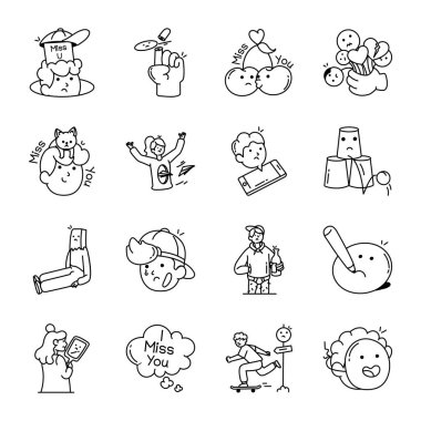 Şirin çizgi karalama vektör çizimi