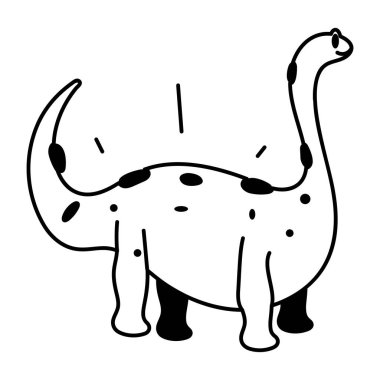 Beyaz arka planda izole edilmiş sevimli dinazor karakteri, taslak biçim illüstrasyonu