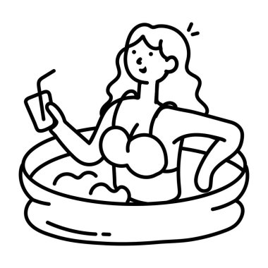 Genç bayan banyoda dinleniyor.