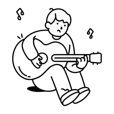 Gitarlı adam, vektör illüstrasyonu