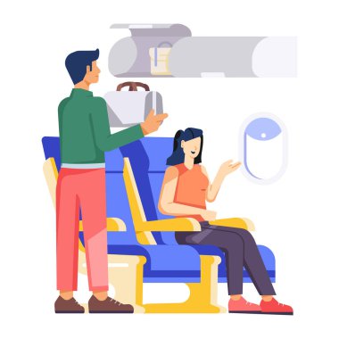 Uçak Yolcuları Düz Çizim