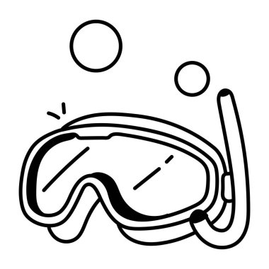maske dalış gözlüğü simgesi ana hat biçiminde