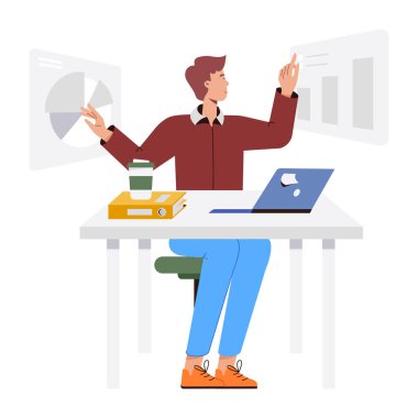 laptop ve kahve ile işadamı.