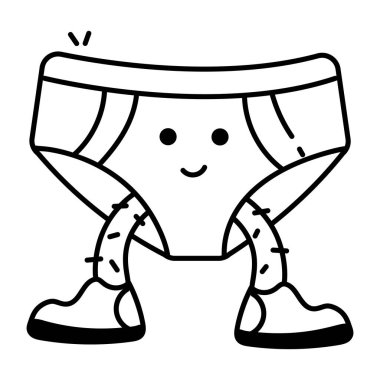 Bir çift erkek bacağının sevimli çizgi film çizimi.