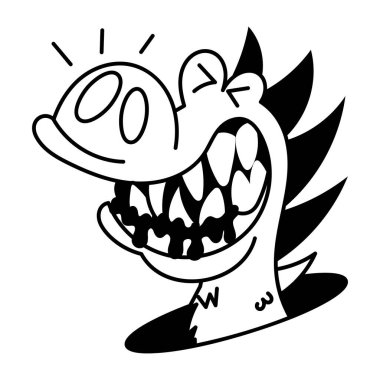 Beyaz arkaplanda ejderhanın siyah beyaz çizimi 