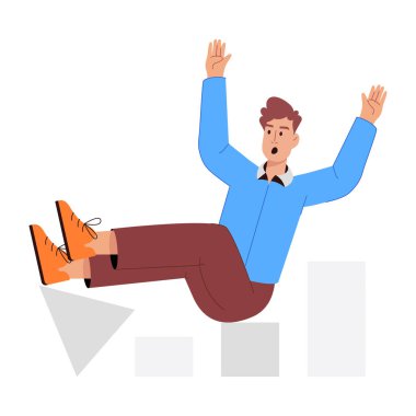 Düşen jestli çizgi film işadamı