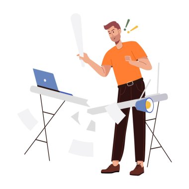 işadamı karakter ile dizüstü vektör çizim tasarım