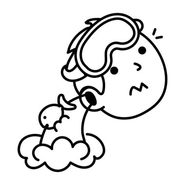 Tatlı bir köpeğin çizgi çizimi.