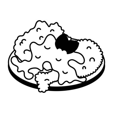 Lezzetli çizgi film yemek vektörü çizimi