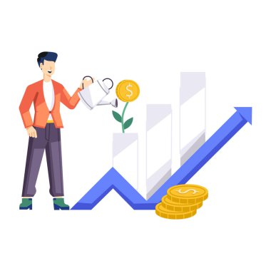 İş adamı ve dolar sikkeleri vektör illüstrasyon tasarımı