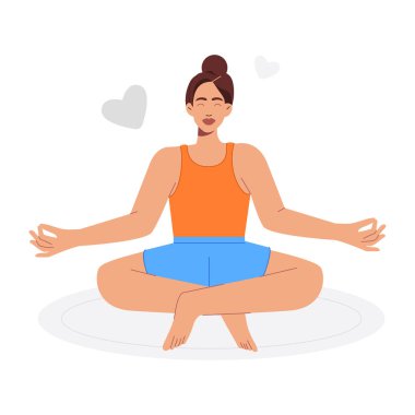 Yoga yaparken kadın. vektör çizim.