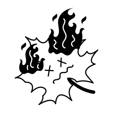 Dövme için siyah beyaz illüstrasyon, cadılar bayramı sembolü.