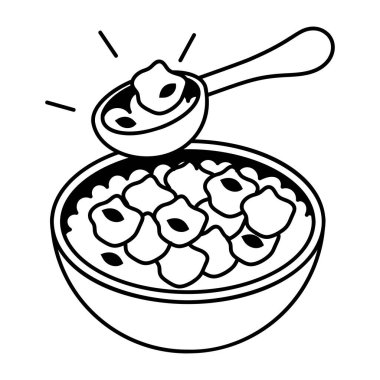 Çizgi film mısır gevreği kasesinin vektör çizimi