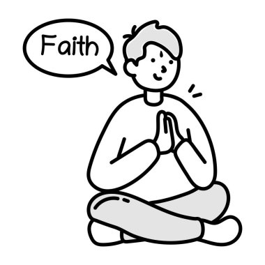 Erkek dua, illüstrasyon, beyaz arkaplan vektörü